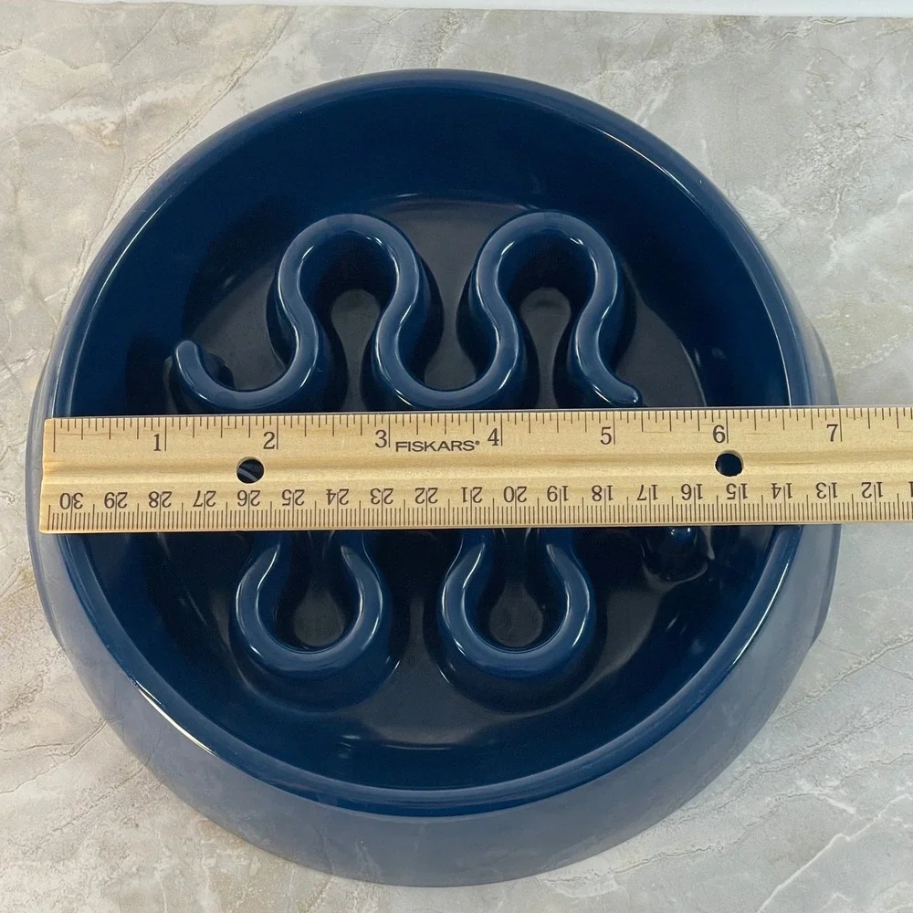 Boots & Barkley Slow Feeder Dog Bowls Set Black Pentagon Blue Round Maze Puzzle